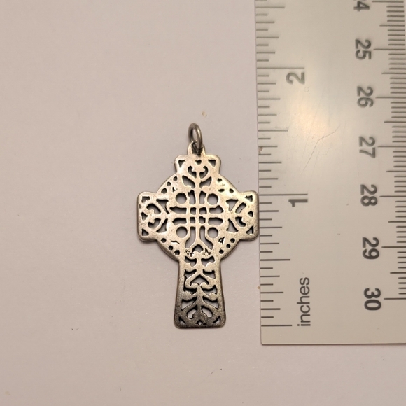 Vintage Sterling Silver Celtic Cross Pendant - Picture 2 of 4